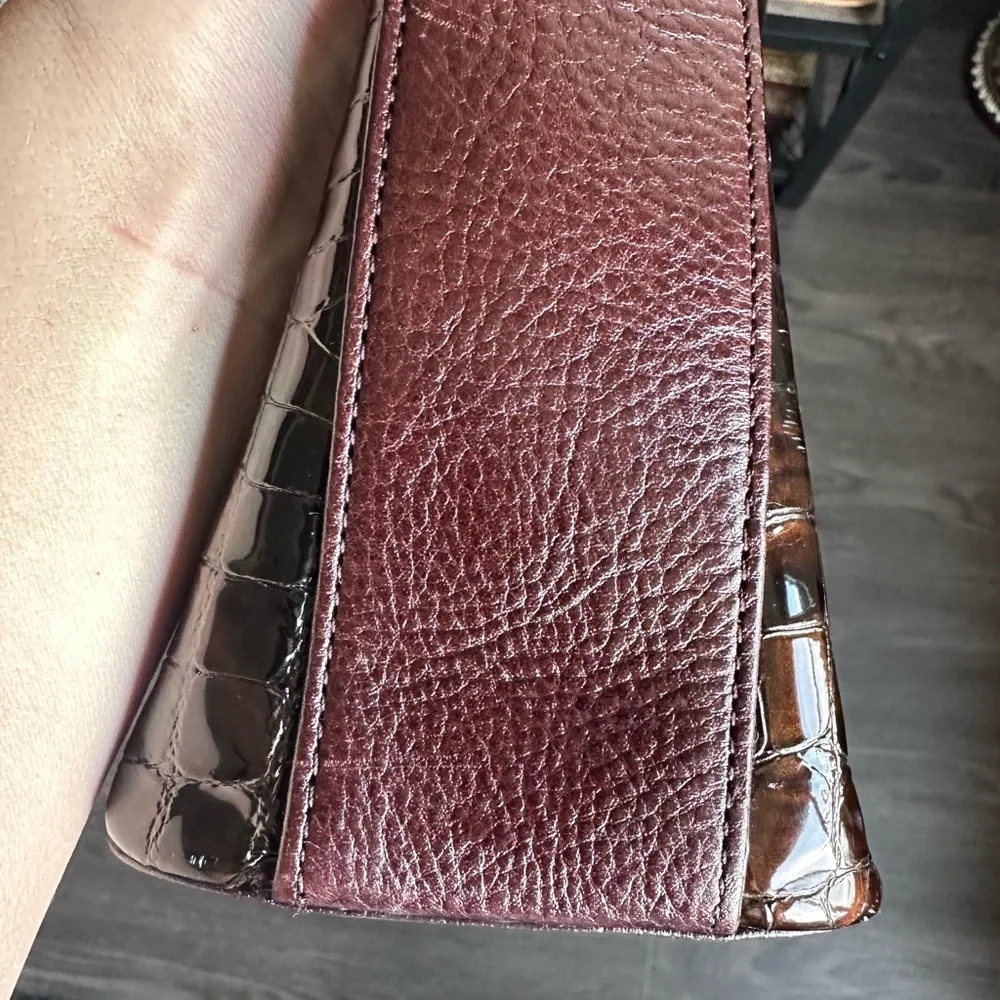 Brighton Glossy Croc-Embossed Shoulder Bag